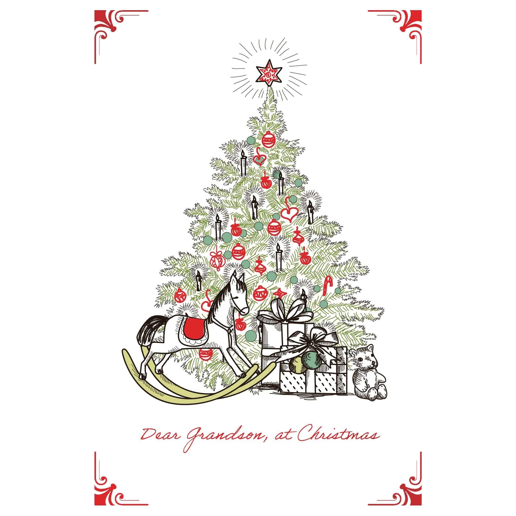 Vintage Pictura Christmas card featuring festive holiday design and "Grandson" greeting for seasonal greeting cards.